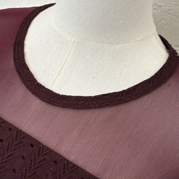 Women’s Formal Red Cocktail Lace Dress Short Mesh Ruffle Elastic Waist Sz M - Picture 8 of 11